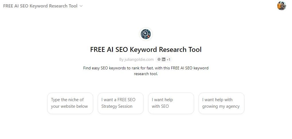 FREE AI SEO Keyword Research Tool